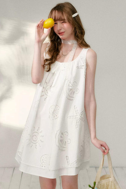 White Hollow A-Line Dress