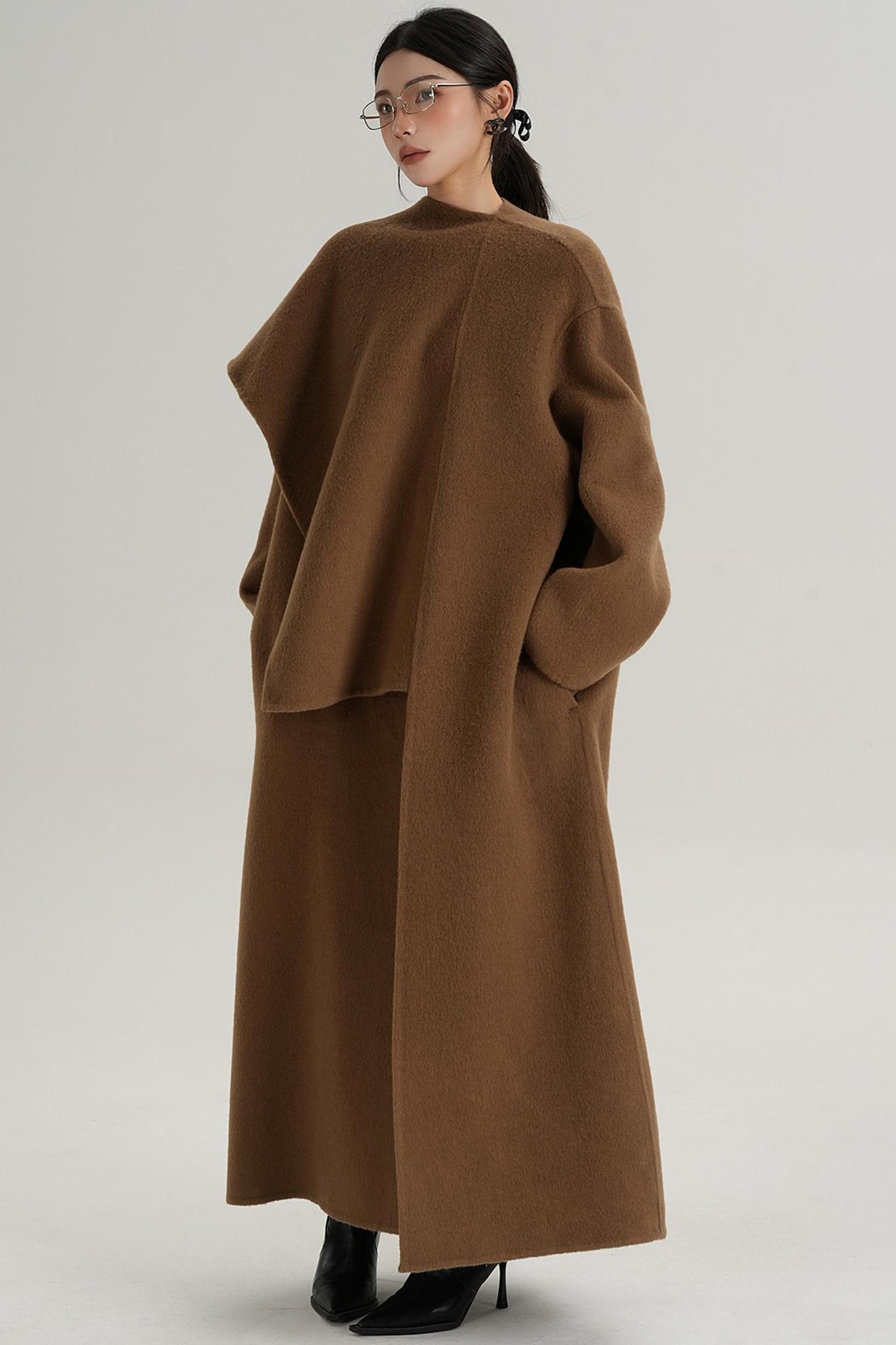 High-End Shawl Collar Wool Long Coat