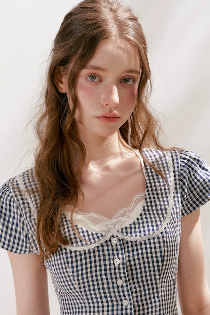 Lyocell French Lace Plaid Dress Set-Up