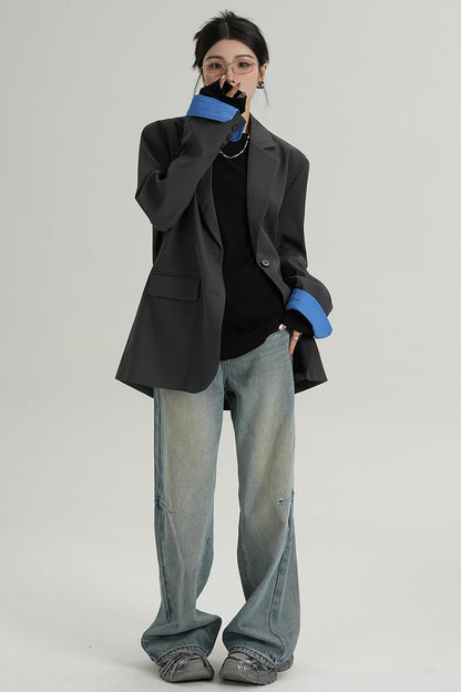 Blazer à lacets de design tempérament 