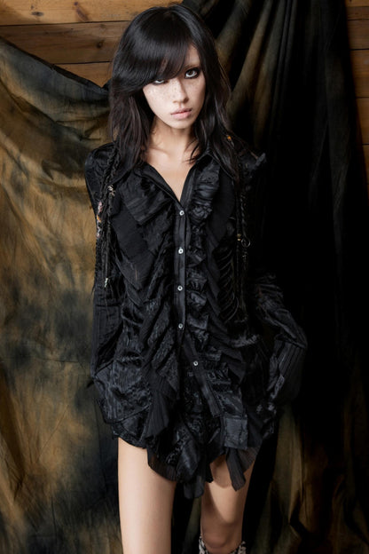 Vintage Ruffled Two-Tone Cardigan