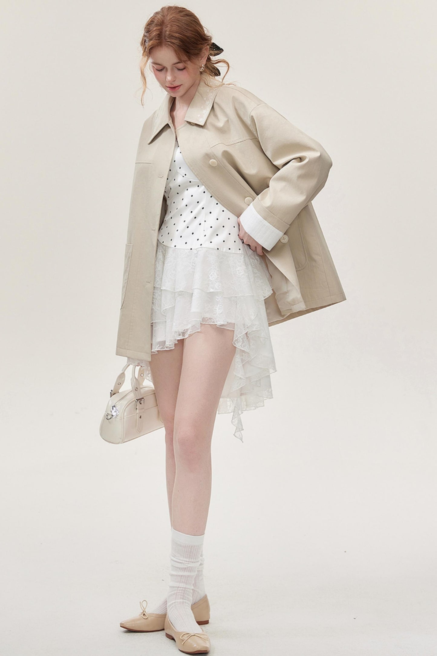 Khaki Embroidered Trench Coat