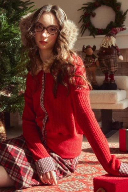 Retro Reindeer Plaid Sweater