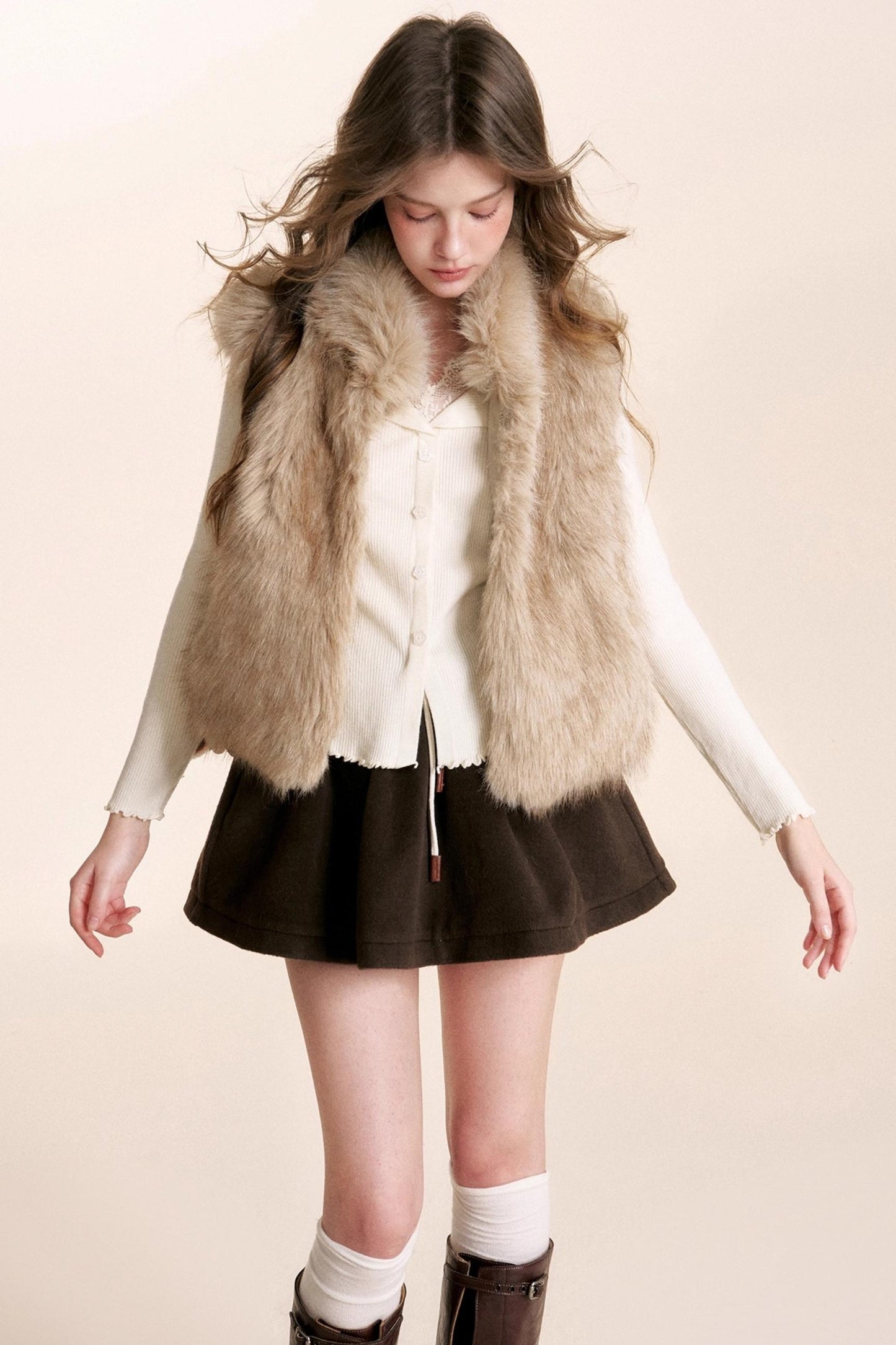 Fragrant Chocolate Wool A-Line Skirt