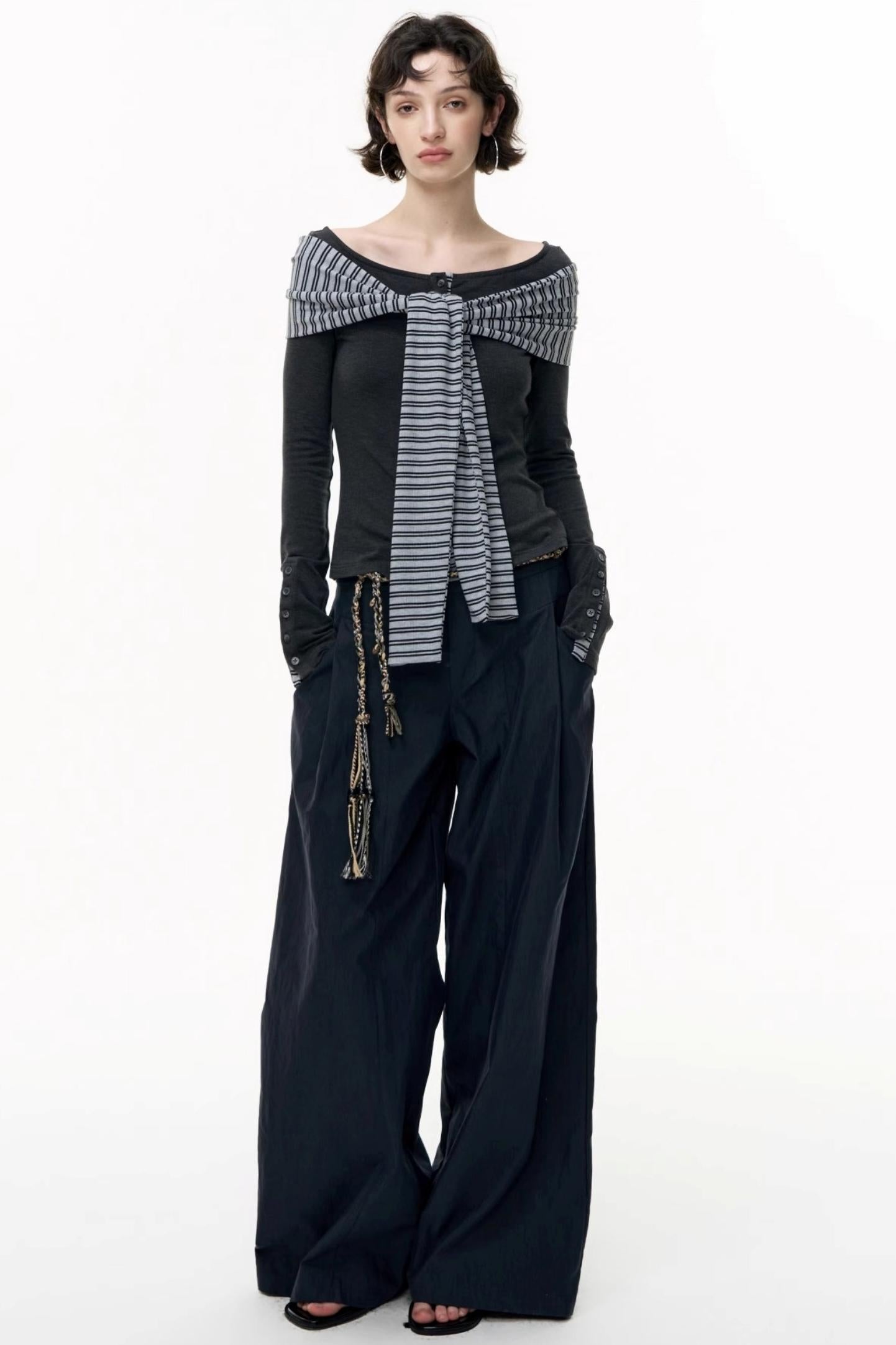 Off-the-Shoulder Striped Tops