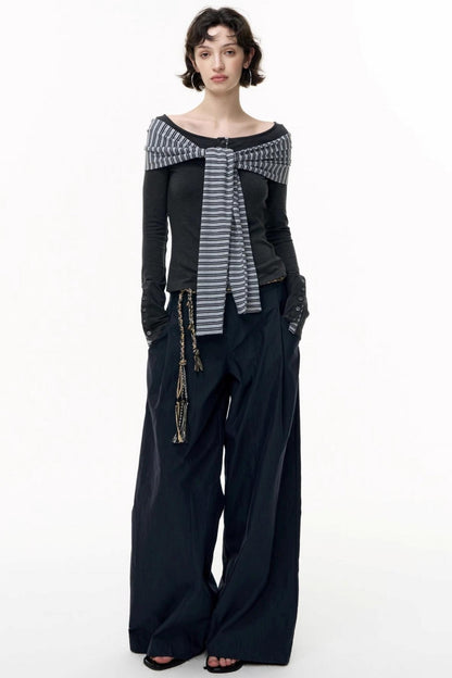 Off-the-Shoulder Striped Tops