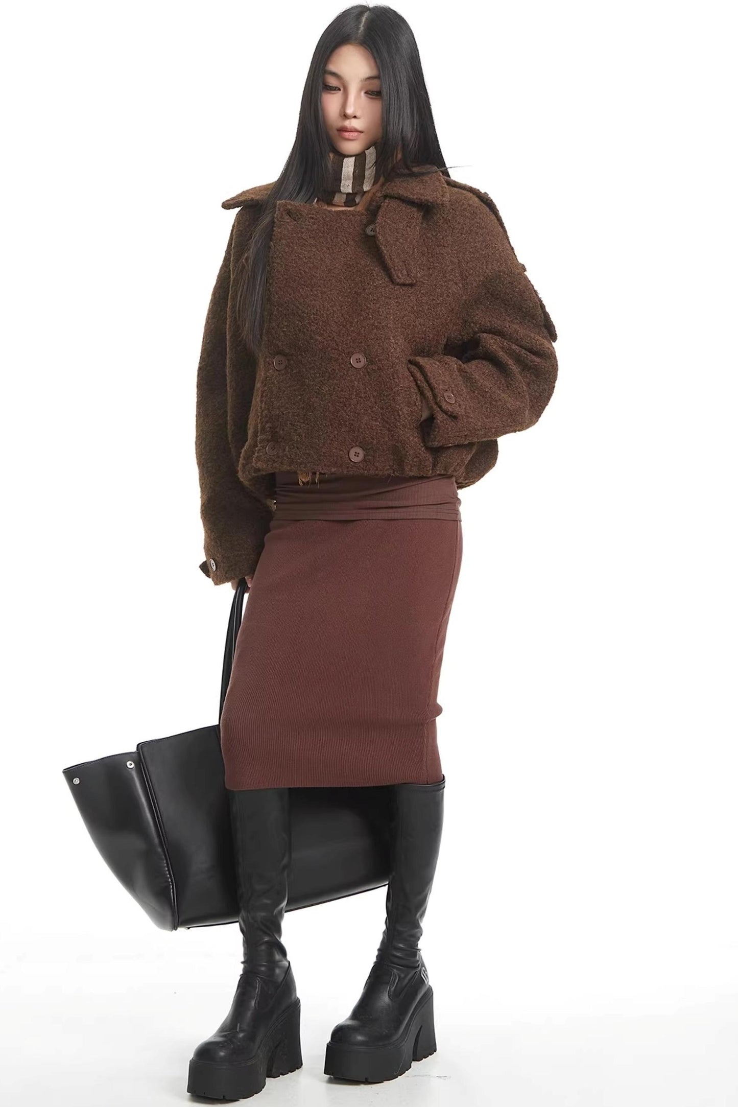 Retro Brown Woolen Coat