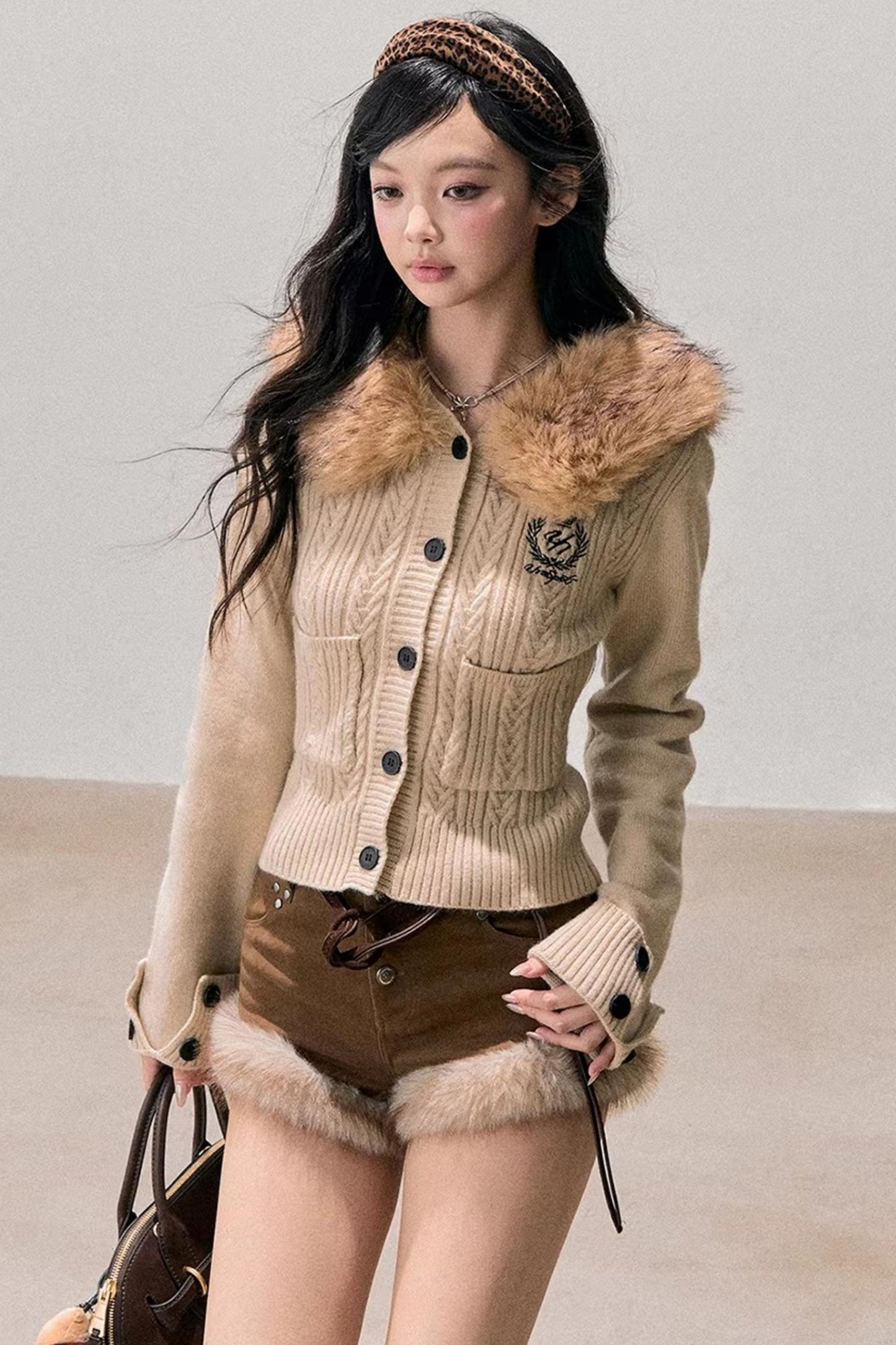 Korean Faux Fur Wide-Leg Pants