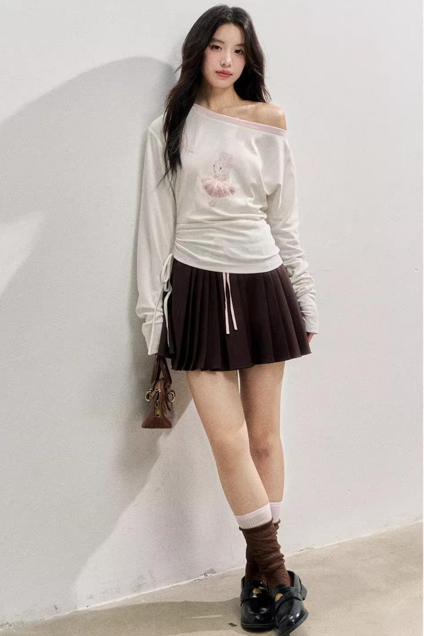 Spliced Collegiate Pleated Skirt