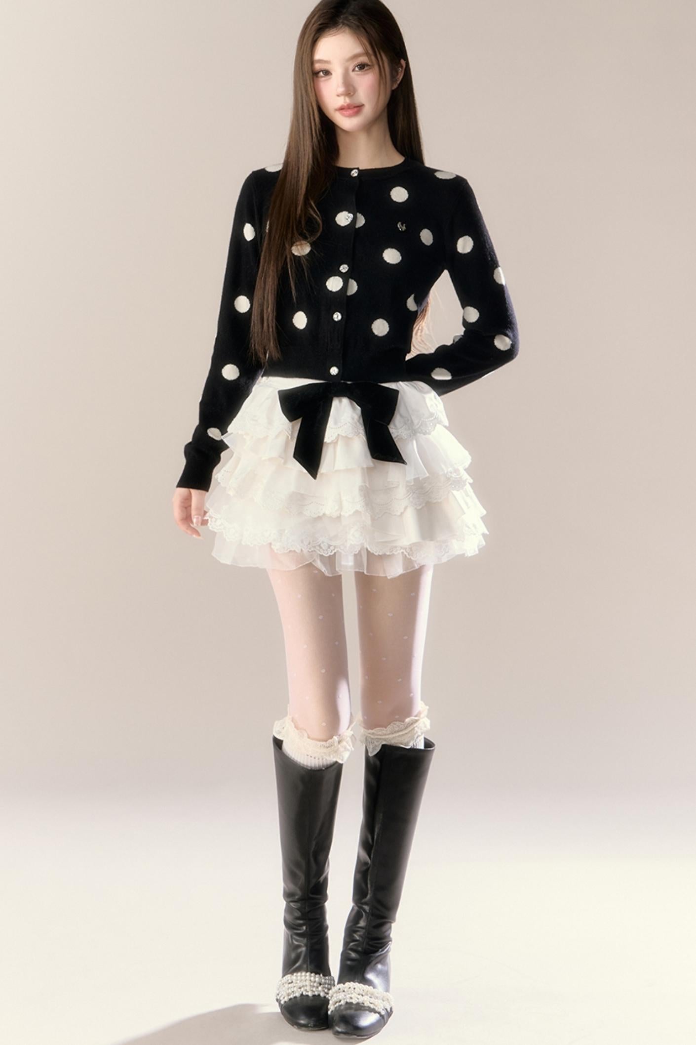 Velvet Polka Dot Cardigan