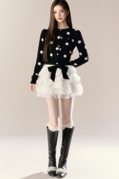 Velvet Polka Dot Cardigan