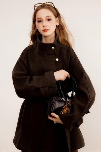 Stand-Up Collar Woolen Coat