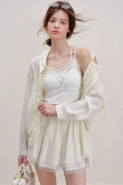 Tencel Drawstring Jacket Skirt Set-Up