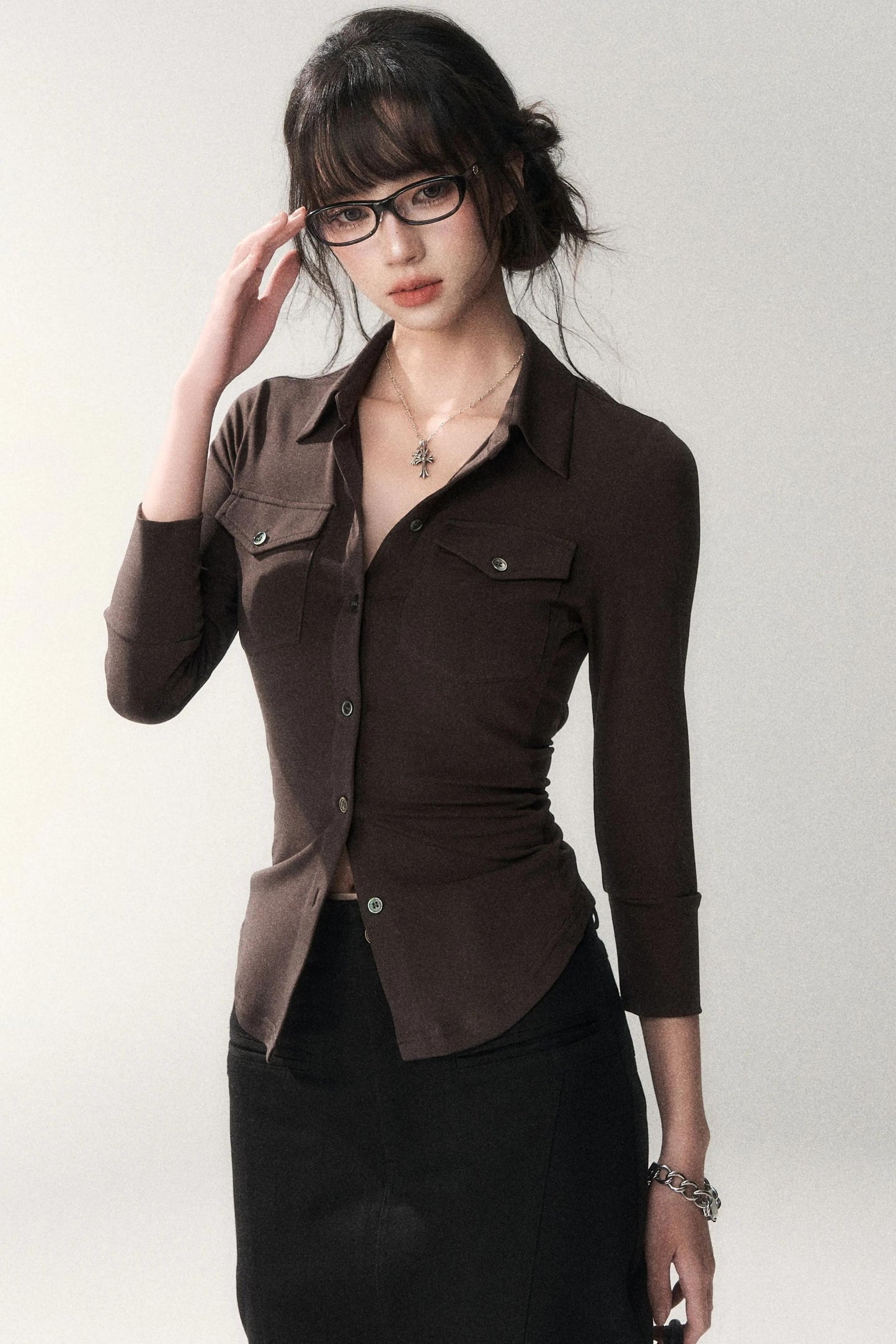 Gao Shu Stretchy Slim Shirt