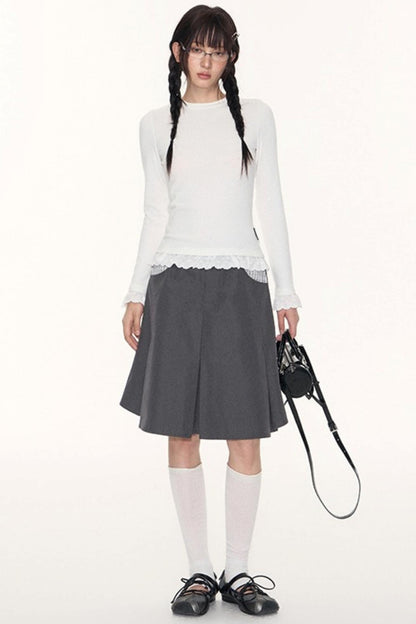 Lace Embroidery Slim Top