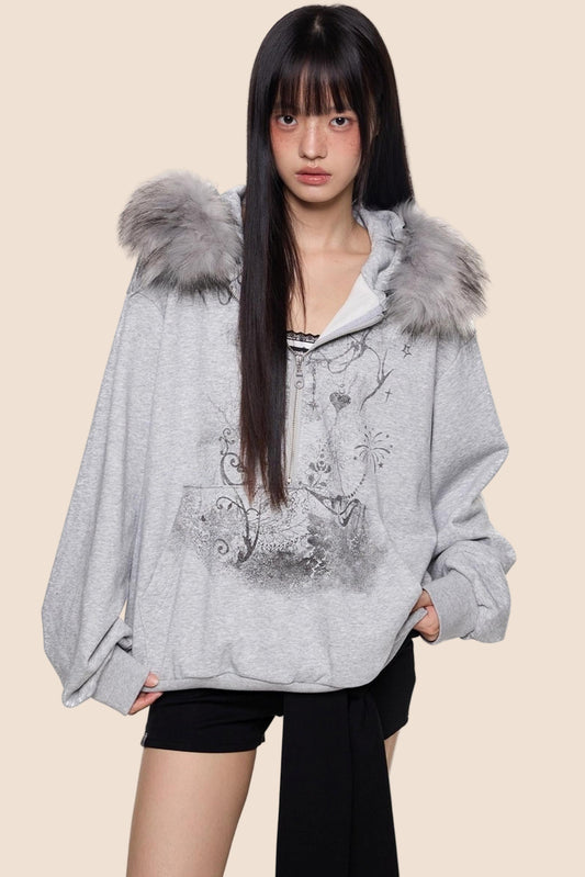 Graphic Print Luxury Hoodie Top