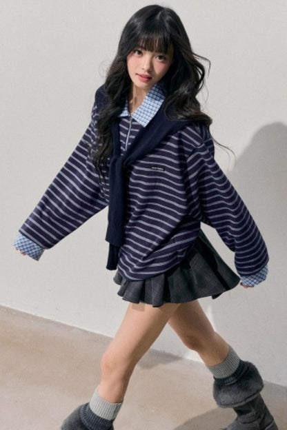 American Striped Polo Top