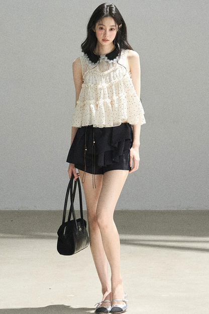 Verträumte Chiffonbluse mit Punktemuster