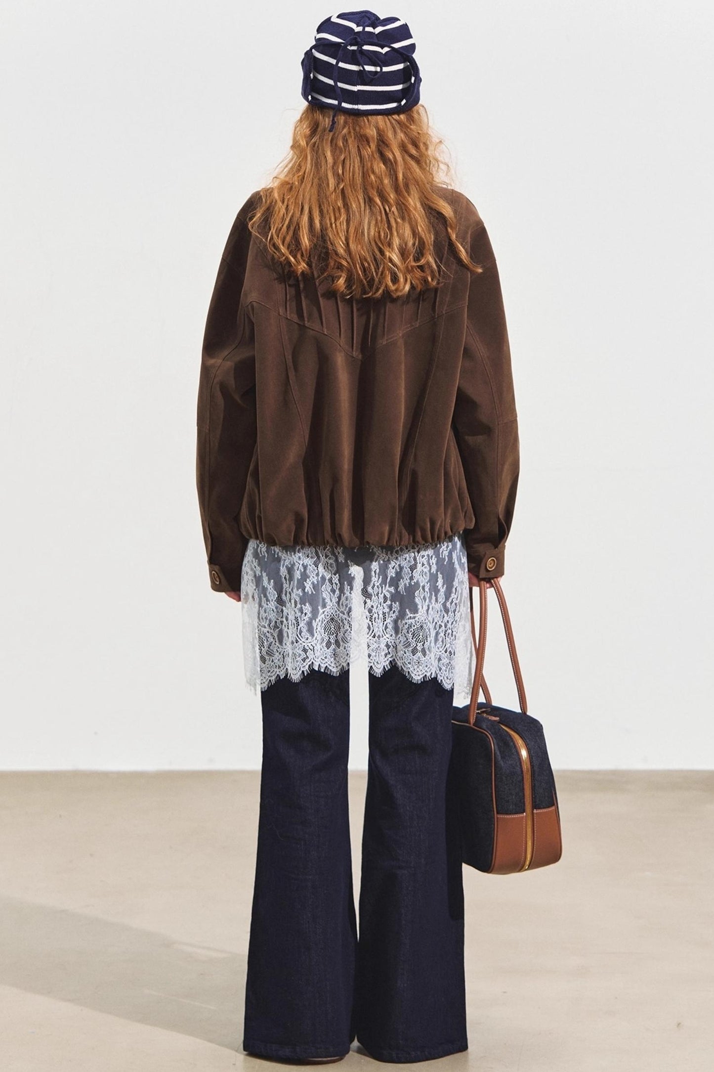 Fake Two Lace Curtain Bootcut Jeans