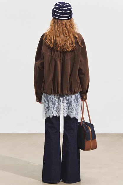 Fake Two Lace Curtain Bootcut Jeans