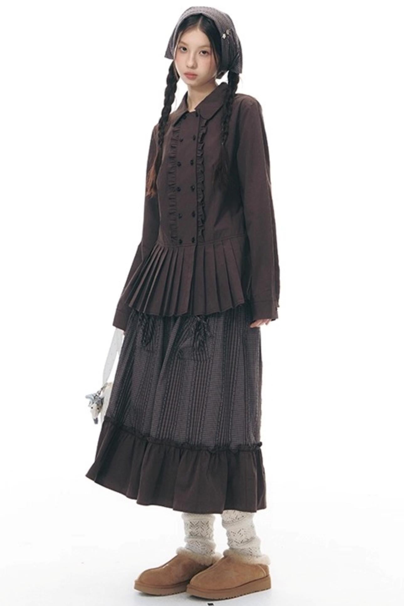 Patchwork Ruffled Umbrella Skirt