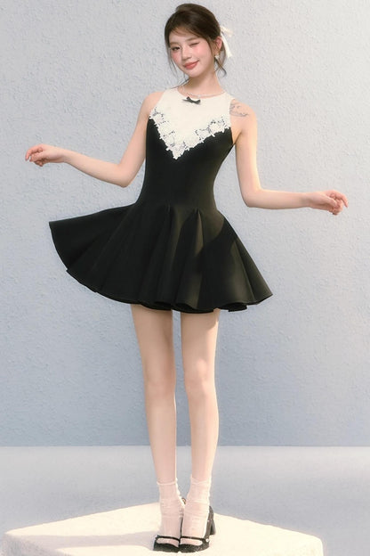 Golden V-Shaped Black Dress