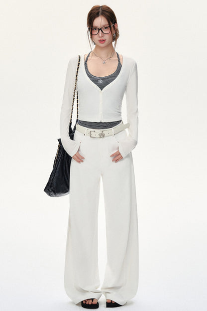 Retro Straight Mop Pants