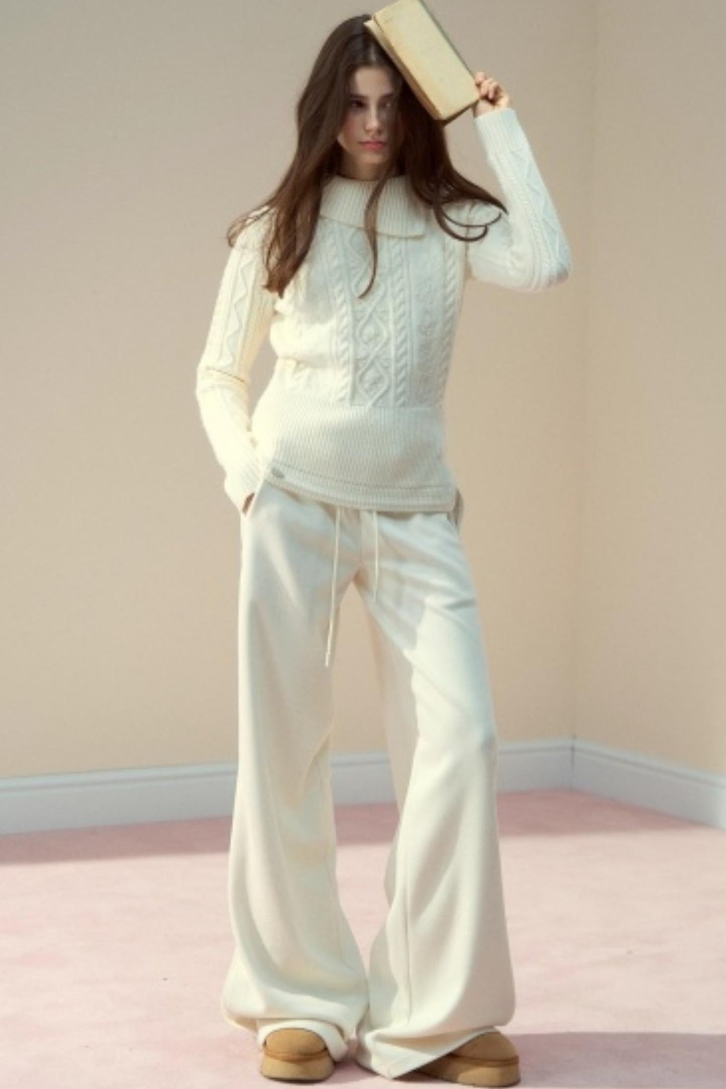 Twist Semi-Turtleneck Warm Knit Sweater