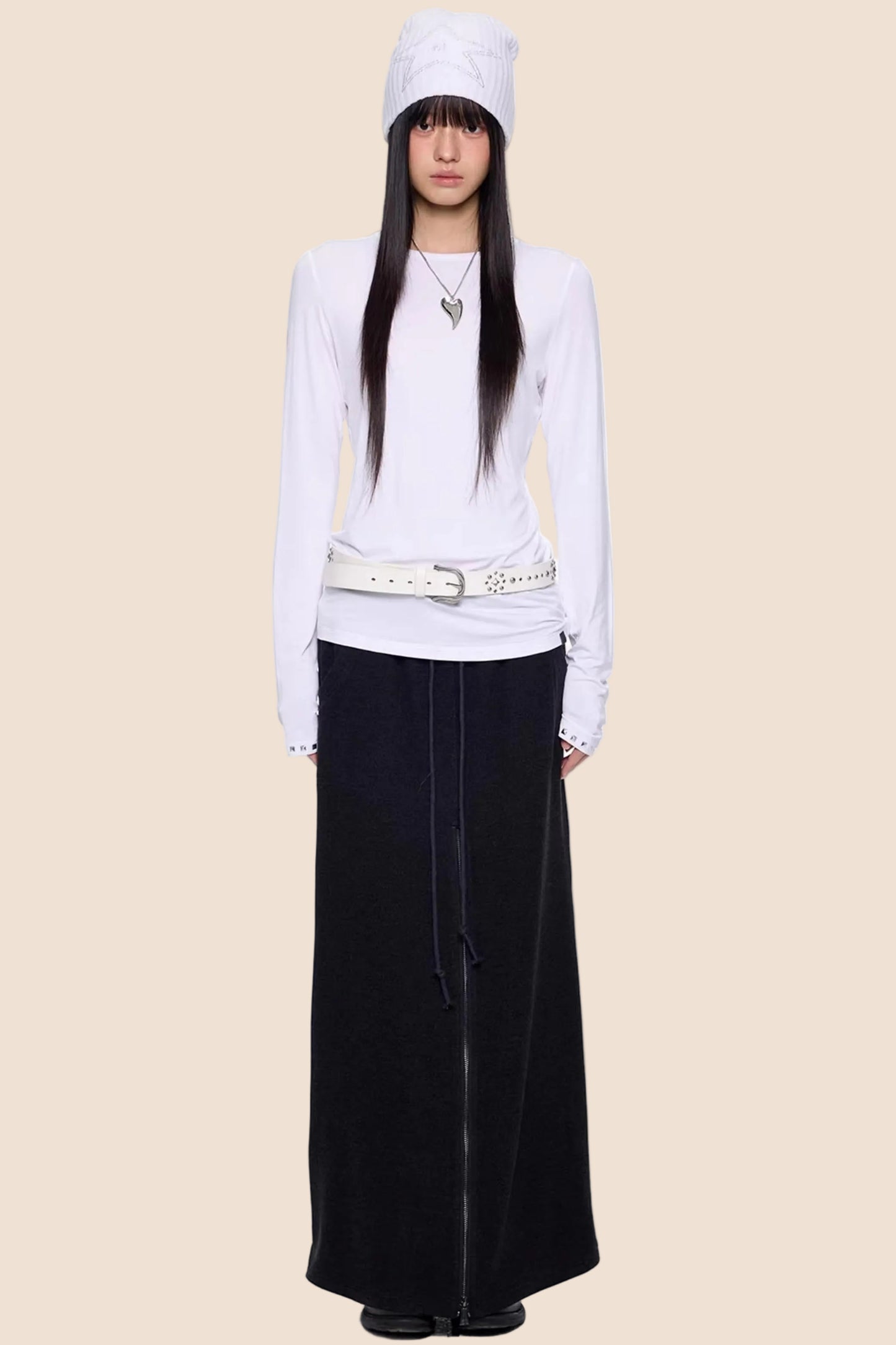 Retro-Slim-Oberteil mit Nieten