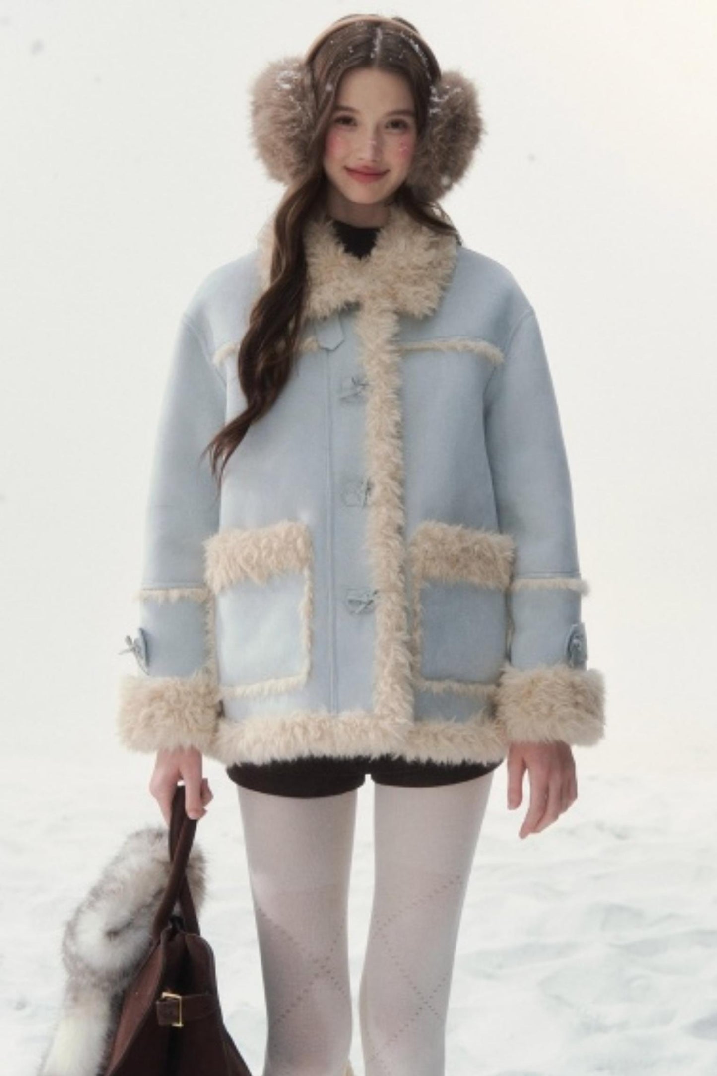 Pink and Blue Reversible Fur Coat