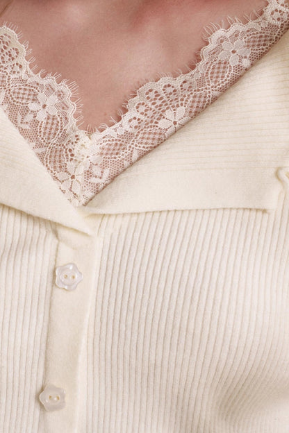 Romantic Lace Ruffled Knit Top