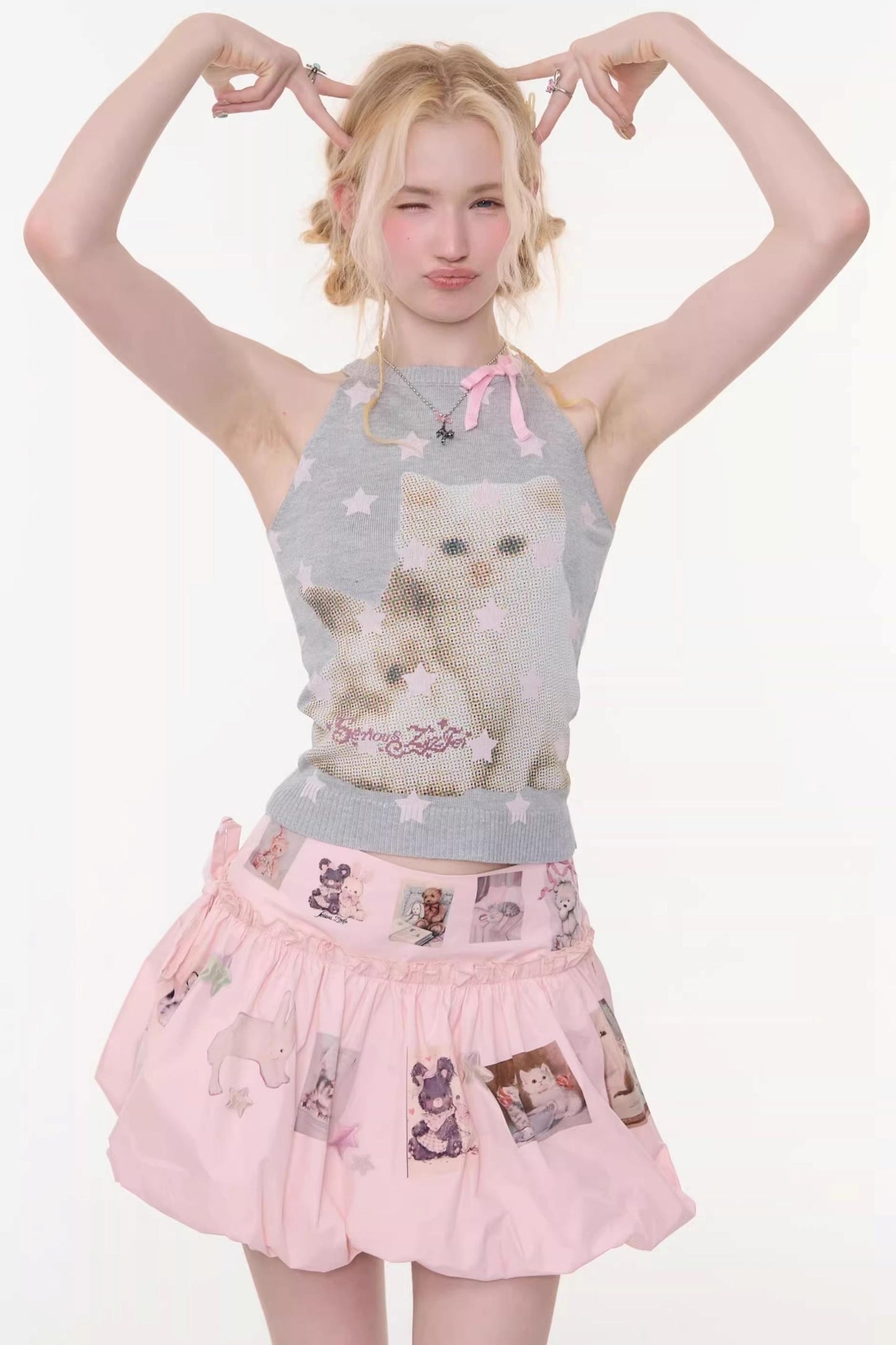 Cat and Rabbit Knitted Vest