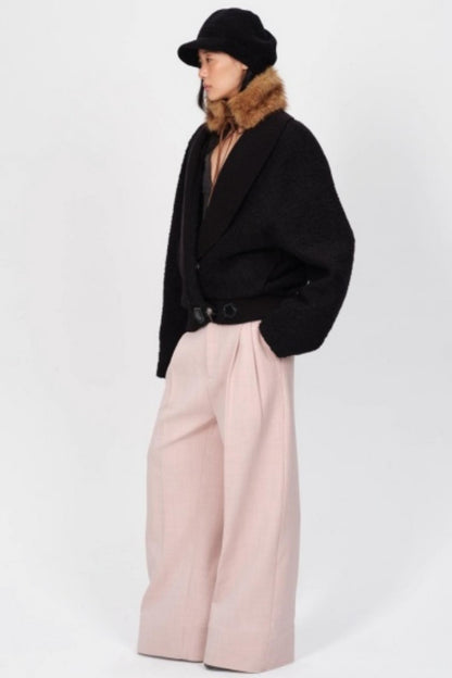 Pleated Low Rise Wide-Leg Pants