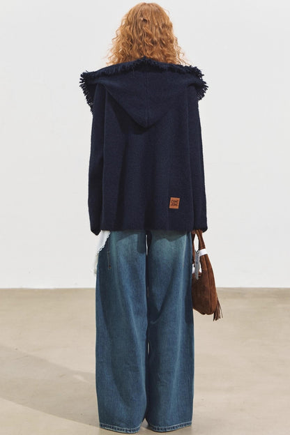 Three-Dimensional Split Wide-Leg Jeans