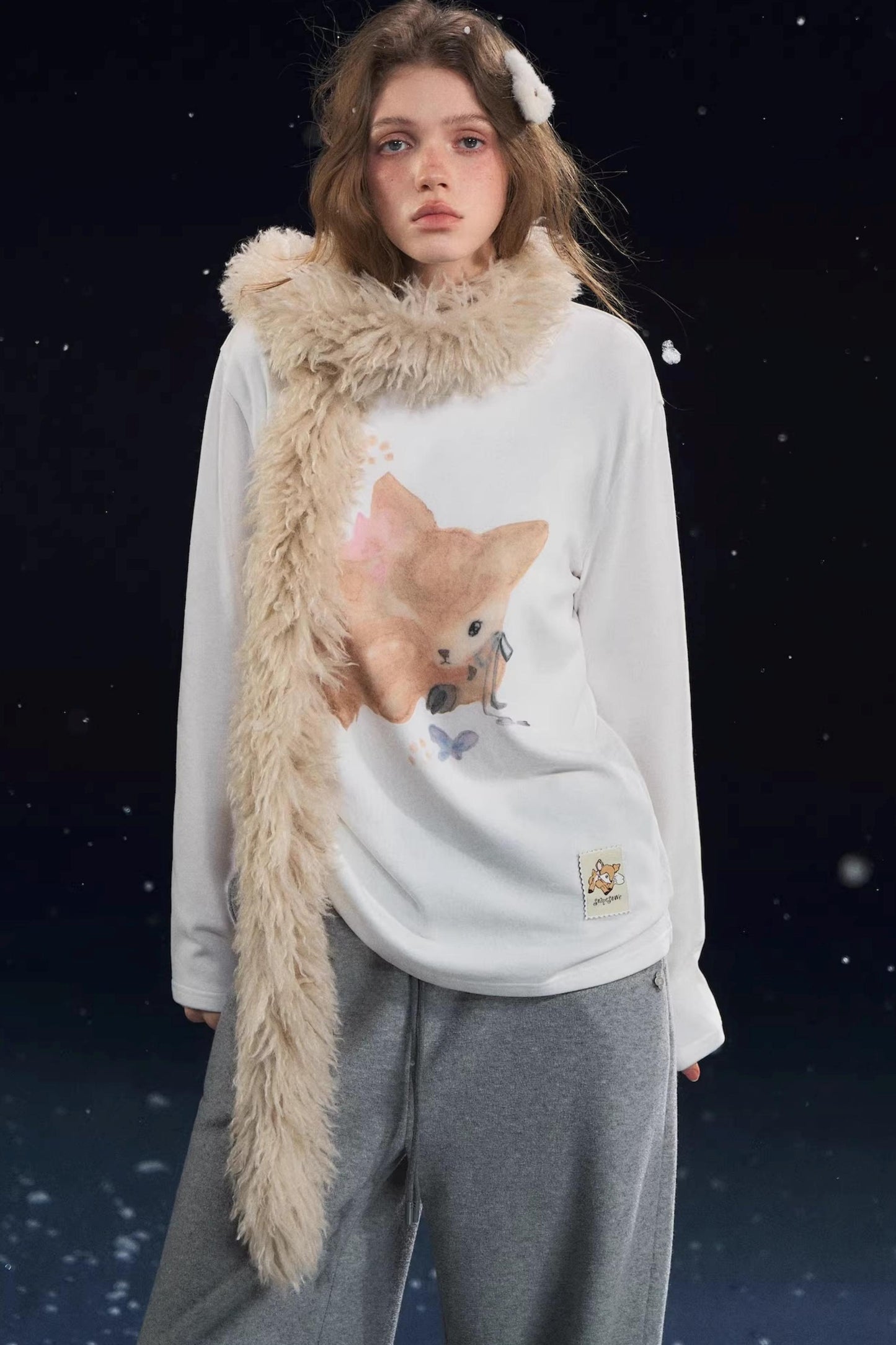 Little Deer Fluffy Blouse Top