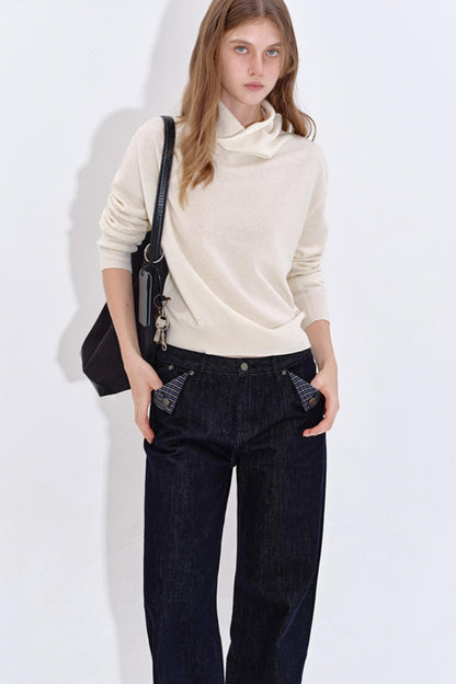 High Cashmere Wool Tricolor Knit Top