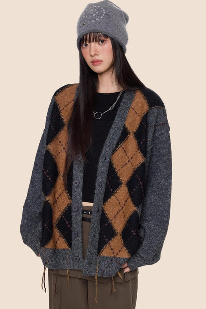 Diamond Tassel Knit Cardigan Sweater Jacket