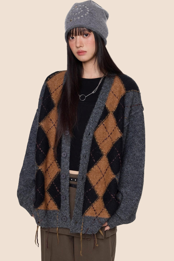 Diamond Tassel Knit Cardigan Sweater Jacket