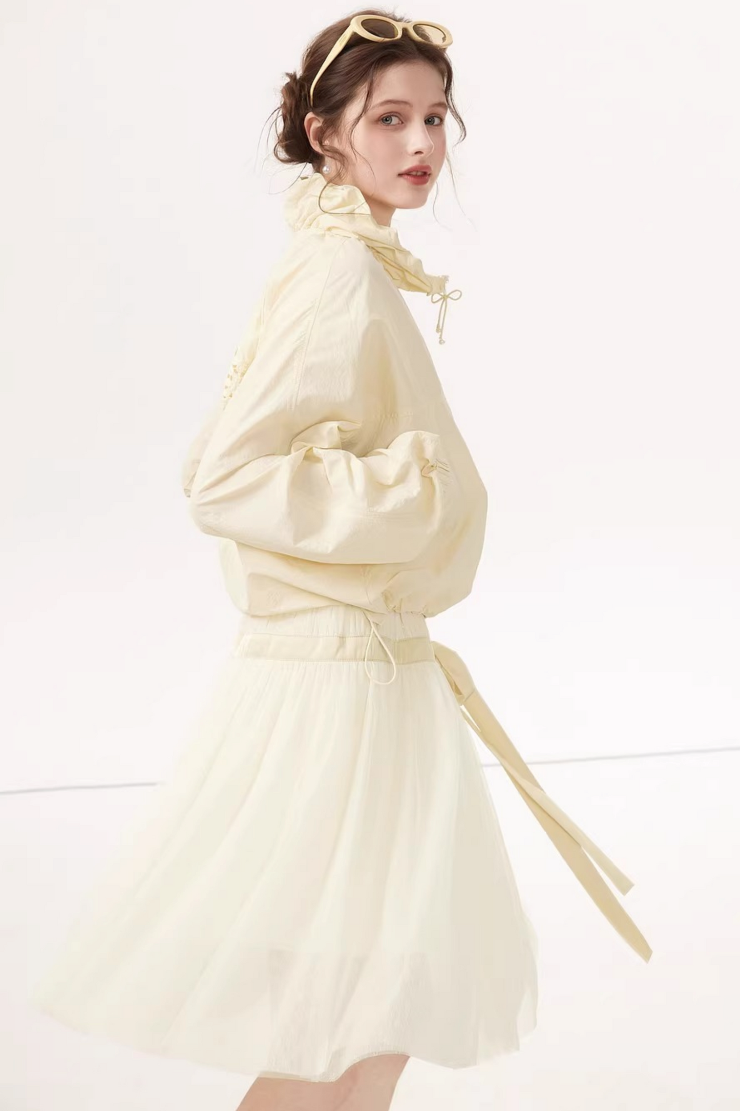 Mesh Satin A-Line Skirt