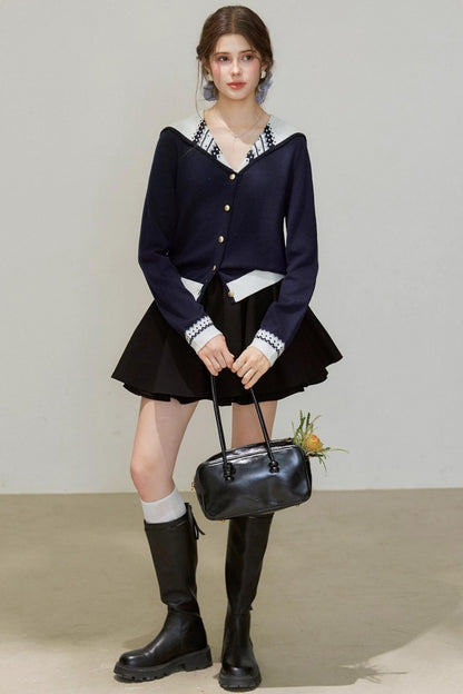 Navy Knitted Cardigan