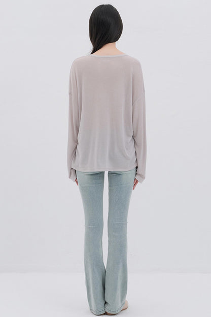 Moon Print Wool Blend Long Sleeves Top