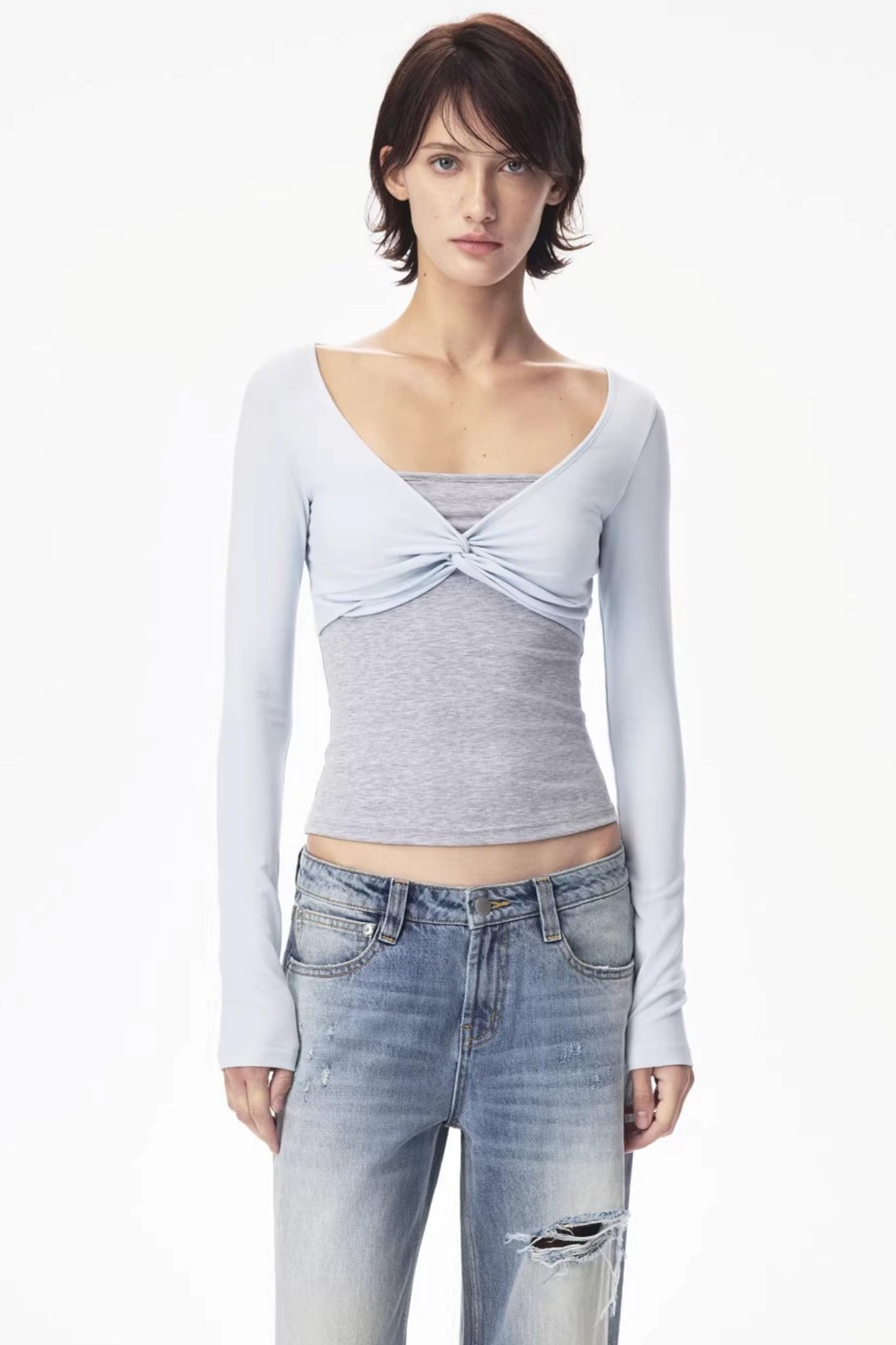 Color-Blocked Knot Design Top