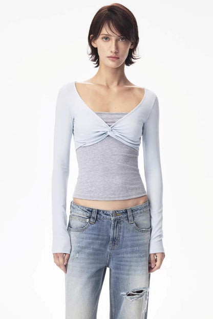 Color-Blocked Knot Design Top