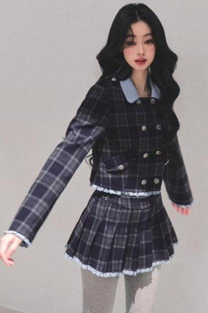 Proust Blue Plaid Suit Set-Up