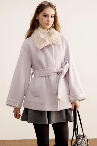 Woolen Mid-Length Winter Plush Wool Coat