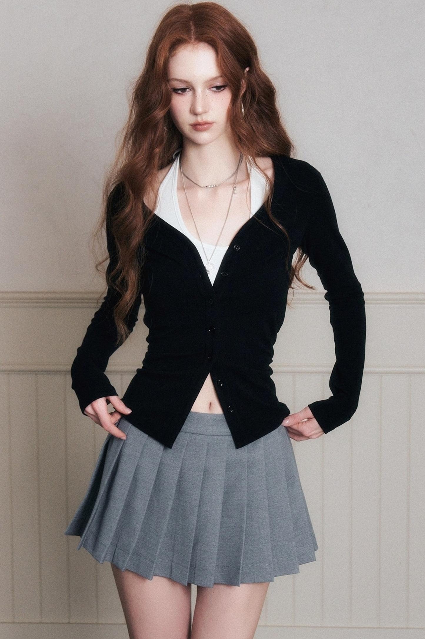 Timeless Grey Pleated A-Line Skirt