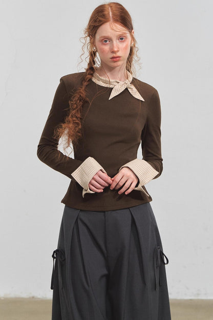 Bow Tie Slim Knit Top