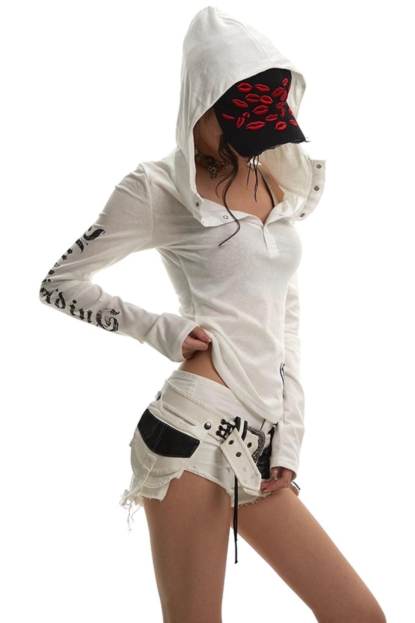 White Hooded Sunscreen Cover-Up Top