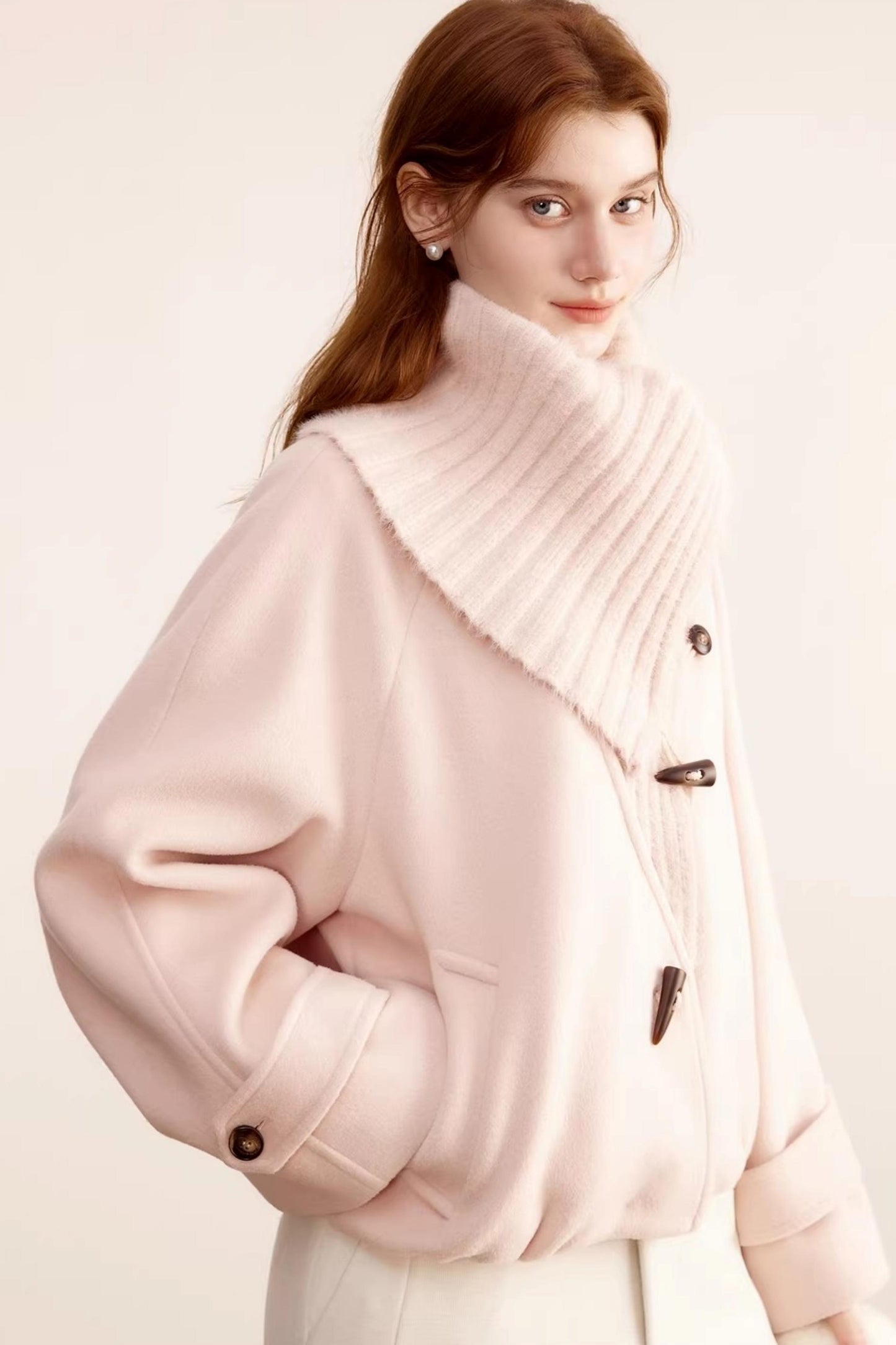 Woolen Short Shawl Collar Coat