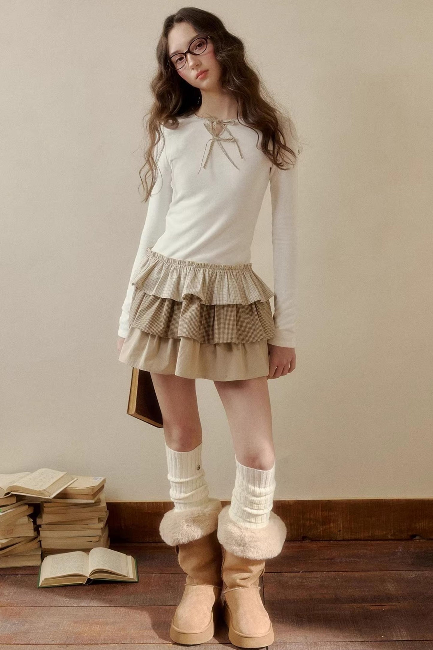 Retro Plaid Knit Tutu Skirt Dress